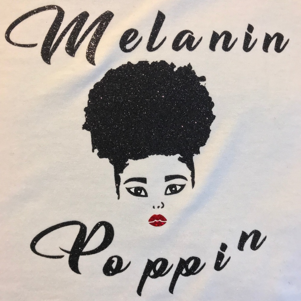 Melanin Poppin Shirt Afro Puff - Glitter Sparkle